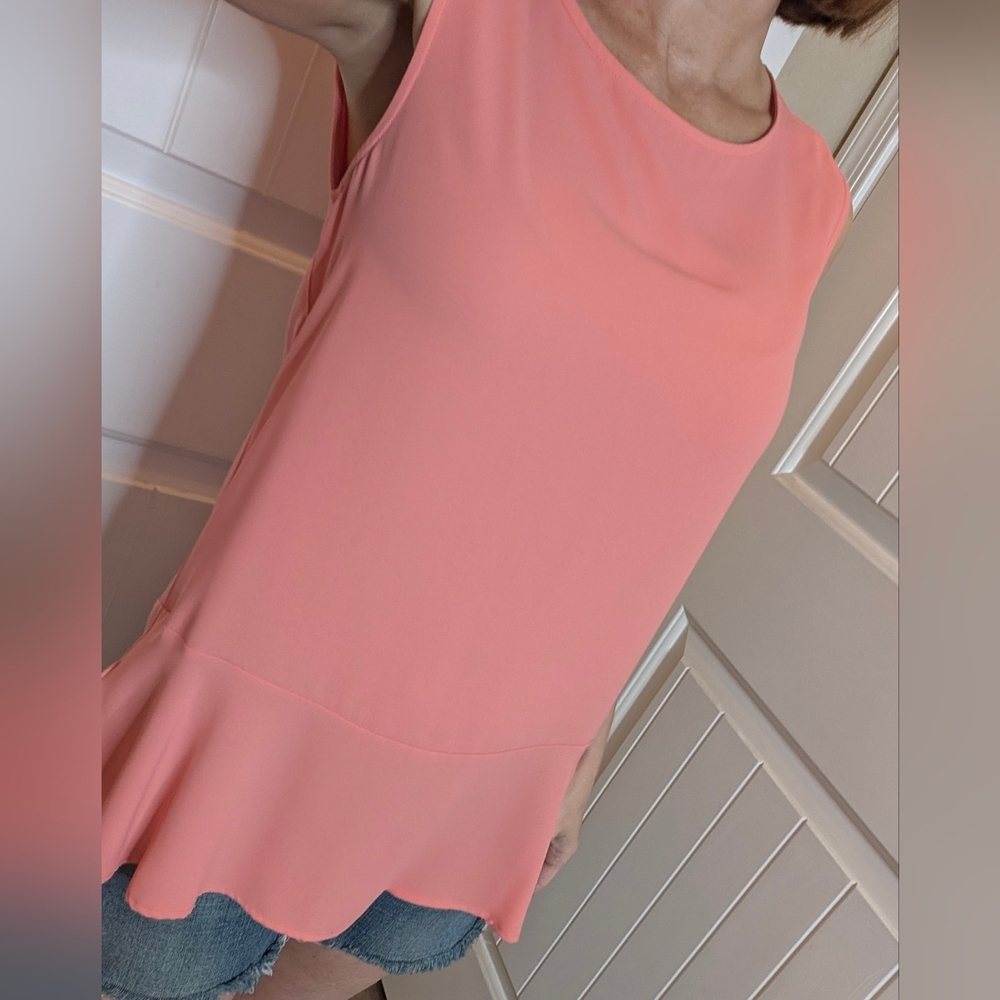 Ann Taylor Coral Sleeveless Crew Neck Blouse